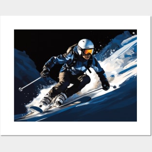 Ski Action Sport Painting Abstract Art Decor Posters and Art